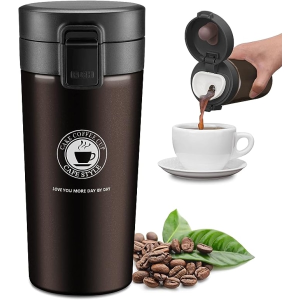 Isolert Reisekaffekopp 380 ML, Termokopp, Dobbelt V