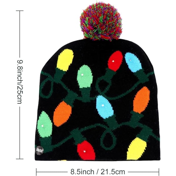 LED-jouluhattu, valaistu jouluhattu, neulottu hattu 6 värillä