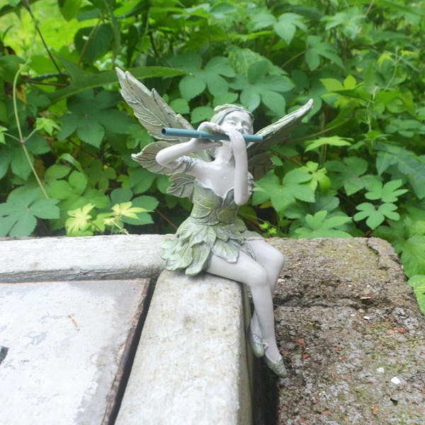 Blåsflöjt, West Wind Fairy, Trädgård, Inredning, Skulptur, R