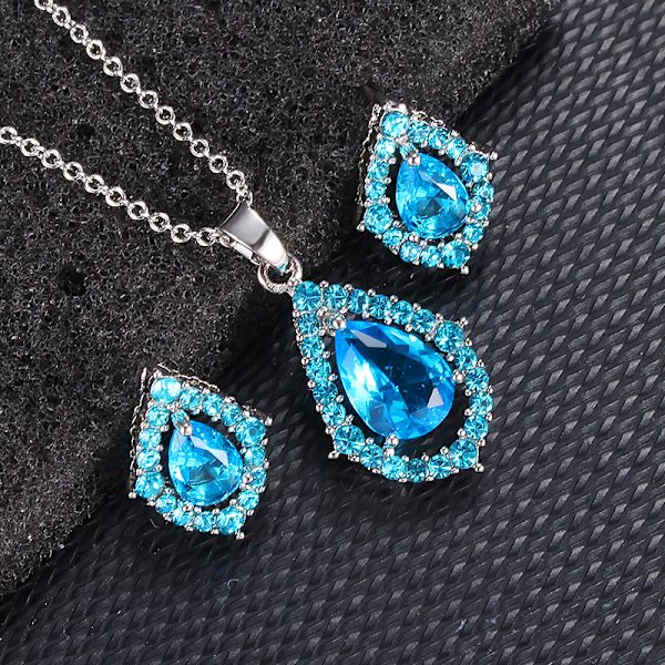 Genial Önskande Vattendroppe Set Blanka Zirkonlegering Bröllop Halsband