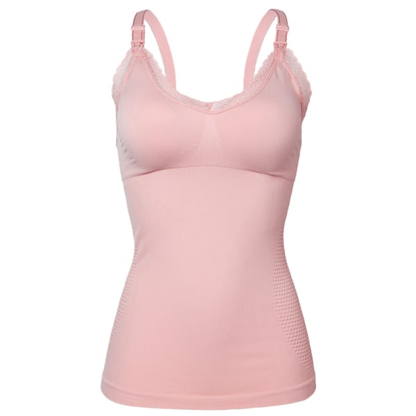 Long maternity front open button nursing bra - Pink