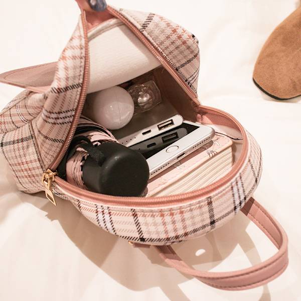 Mini Ryggsäck Crossbody Väska för Tonårsflicka Rutig Kvinnor Axelväska
