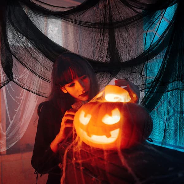 Halloween Gaze Sort Spundet Garn Polyester Bomuld Dekorativ Klud