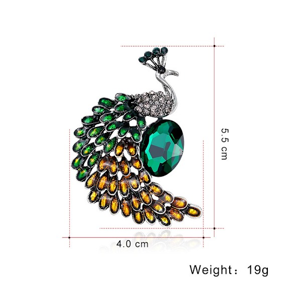 Fashion dyre påfugl broche fashion retro personlighed legering di