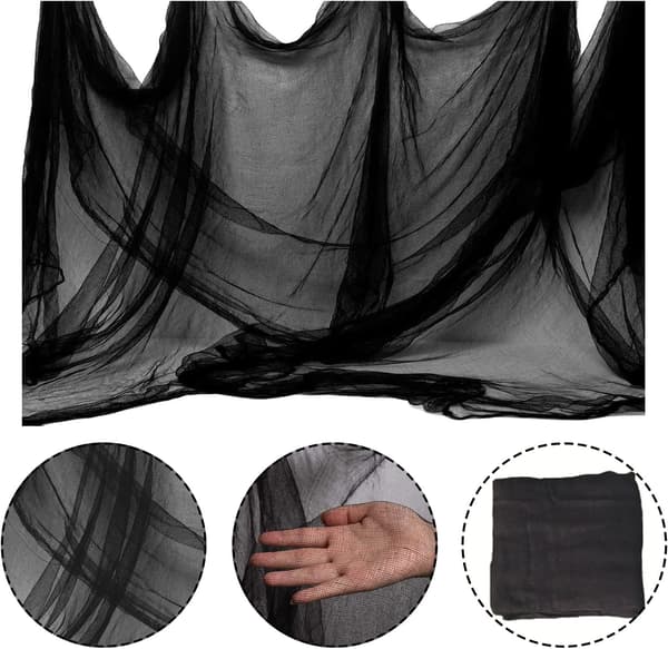 Halloween Gaze Sort Spundet Garn Polyester Bomuld Dekorativ Klud