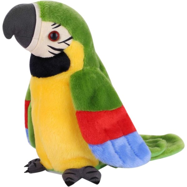 Söt plysch pratande papegoja Elektrisk uppstoppad fågel upprepar vad du