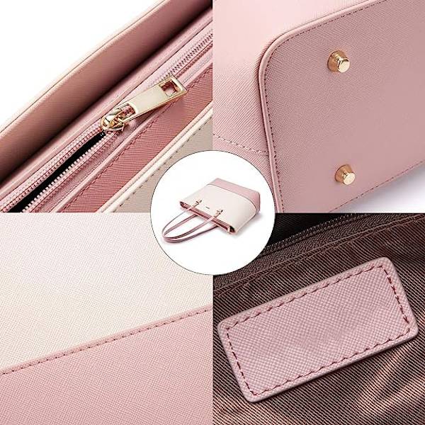 3 stk. Damer Mote Håndvesker Lommebok Tote Bag Skulderveske Topphåndtak Satchel Pursesett - Hvit og rosa