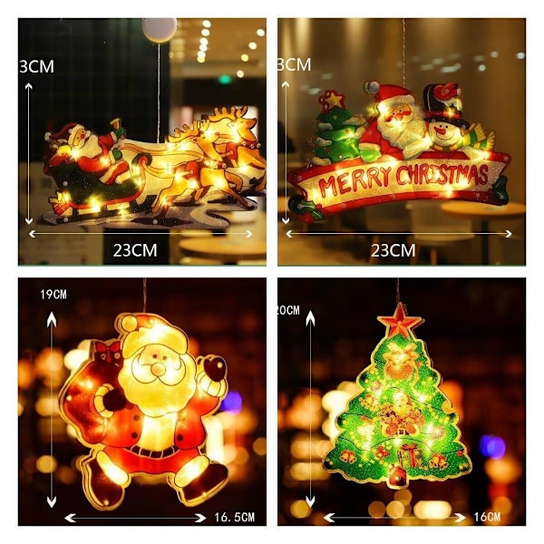 1 st julgransdekoration för fönster, sugkopp för fönsterhängande ljusslinga, juldekorationer, gåvor