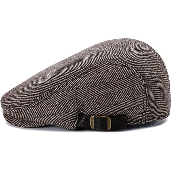 Flat Basker Cap Justerbar Flat Hatt Höst Vinter（Kaffe-He