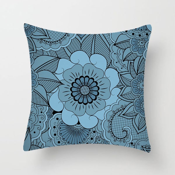 Dekorative putetrekk 45 x 45 cm, fargerikt paisley tribal mønster dekor blomst putetrekk for stue sofa uteplass (MTL-16) double sided