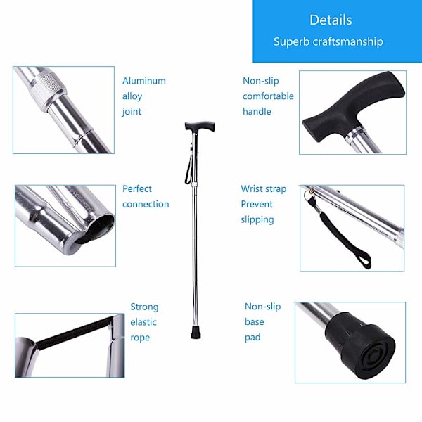Vandrestok/Trekking/Camping Stick&Pole Foldbar, Bærbar - khaki