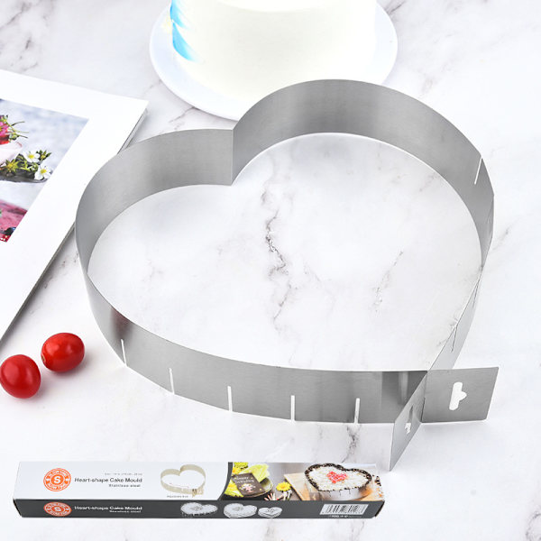 2 stk. Hjerteformet kagemould justerbar teleskopisk mousse ring