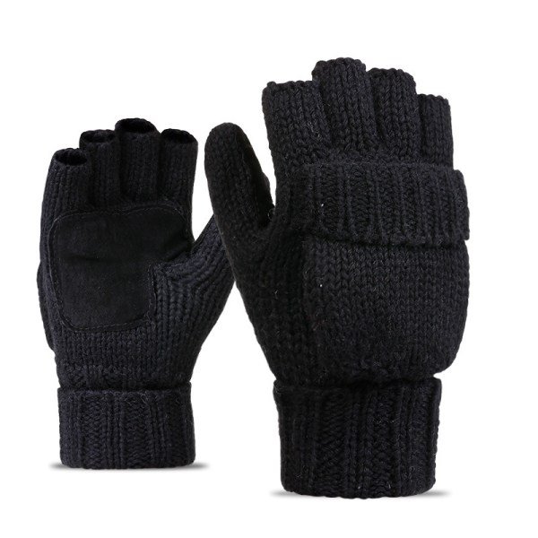 Konvertibla fingerlösa handskar Vinter stickade vantar Ull Varma handskar