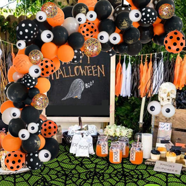 119 stk. Halloween ballonbue guirlande sæt, orange sort konfetti