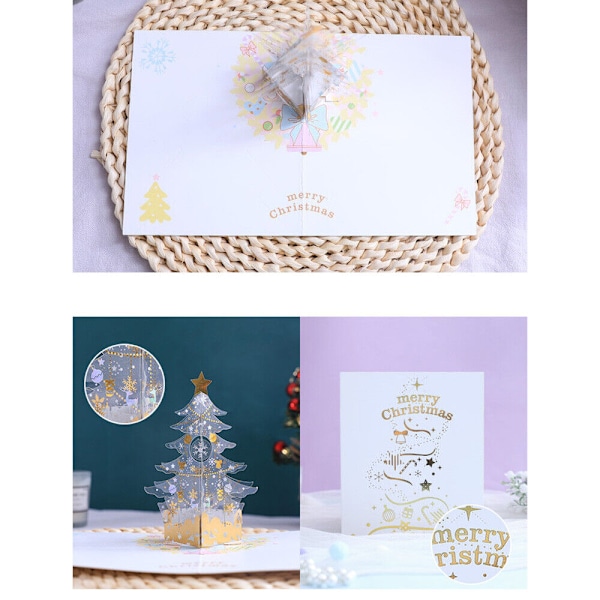 1 stk julehilsen kort 3d kreativ julegave krystall