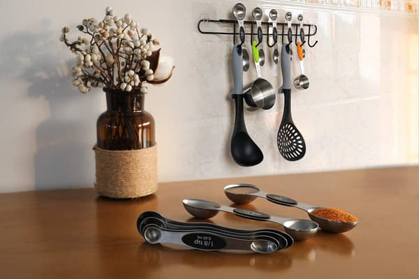 Magnetisk måleskje sett med 6 stable dobbeltsidige rustfrie