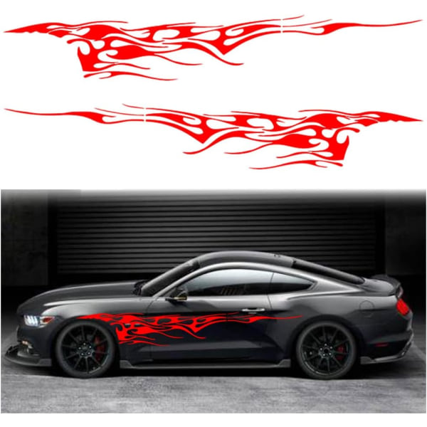 2 stk. 103'' Universal Flame Graphics Bil Auto Karosseri Side Sticker Red