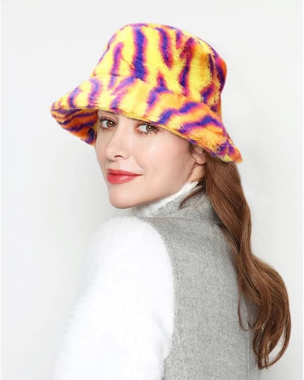 Pälsmössa Fluffig Bucket Hat Vinter Fiskarhatt för Kvinnor Flickor