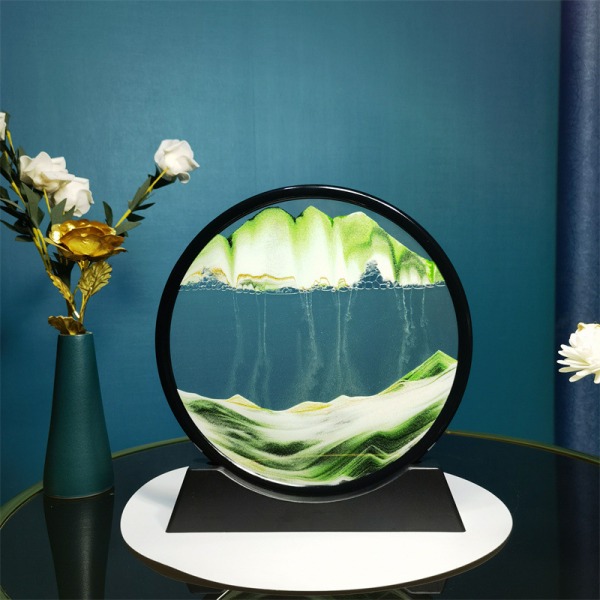 3D natur landskap flödande sand målning prydnad-grön 7inch