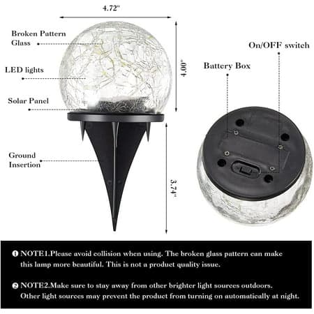2 stk. Have Solarlamper Udendørs Dekorative Globe Lys Revnet