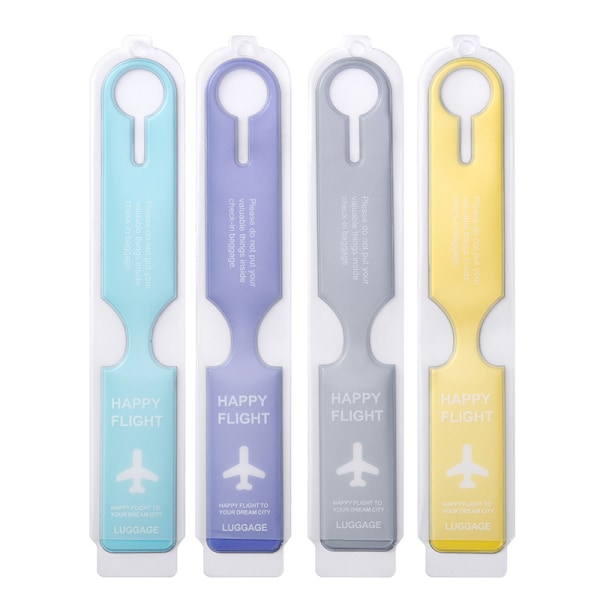 4 stk. PVC Fly Bagage Boarding Tag Ring Check-in Trolley Lug