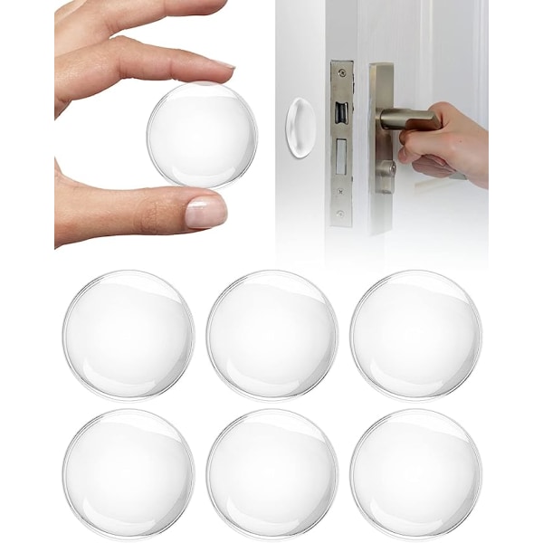 Wall Door Handle Stopper, 6 x Transparent Wall Door Stopper