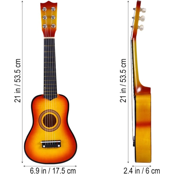 21-tums ukulele akustisk gitarr för barn-Transparent röd