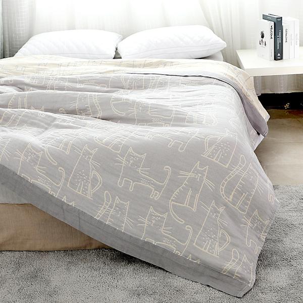 4 lag supermyk Boho pustende bambusbomullssengteppe Gray 200*230cm