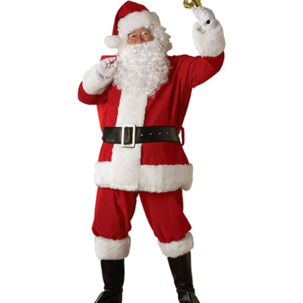 Jultomtens juldräkt för män, vit skäggdräkt, toppbyxor