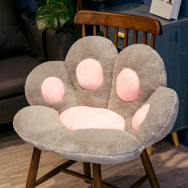 Kattepoter Pude Blød Kawaii Stol Plys Puder Form Doven Pude til Gamer Stol Hyggelig Gulv Sød Sæde Kawaii til Pige Arbejder Gave 70*60cm - Grå