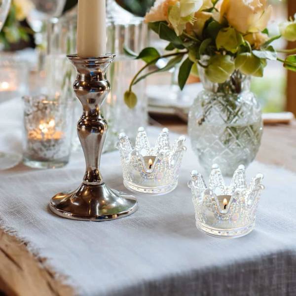 Set med 6 färgglada kronljusglas för värmeljus, för bröllop,