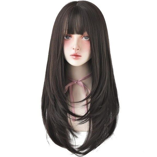 Hair Dye Wig for Women Synthetic Hair Natural Long Straight Wig