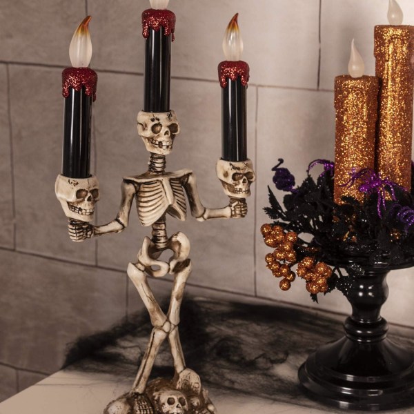 Halloween-kandelaber med batteridrevne LED-lys uten flamme