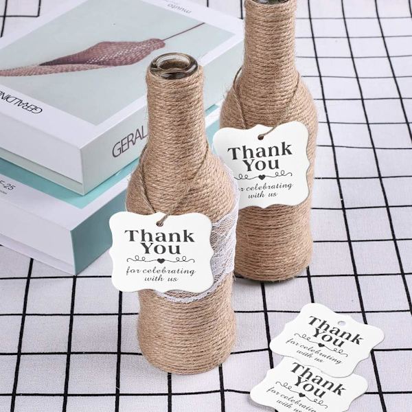 100 st papper presentlappar Tack presentlappar med snöre för DIY Th