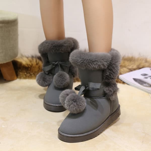 Damskor med vaddering, mid-calf, snöboots - Grå 37