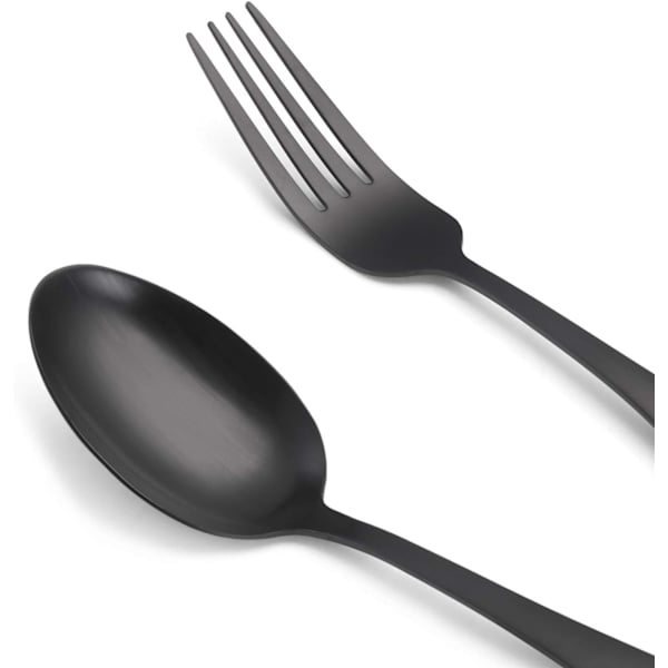 Mat Sort Sølvtøjssæt, Satin Finish 5 Dele Rustfrit Stål