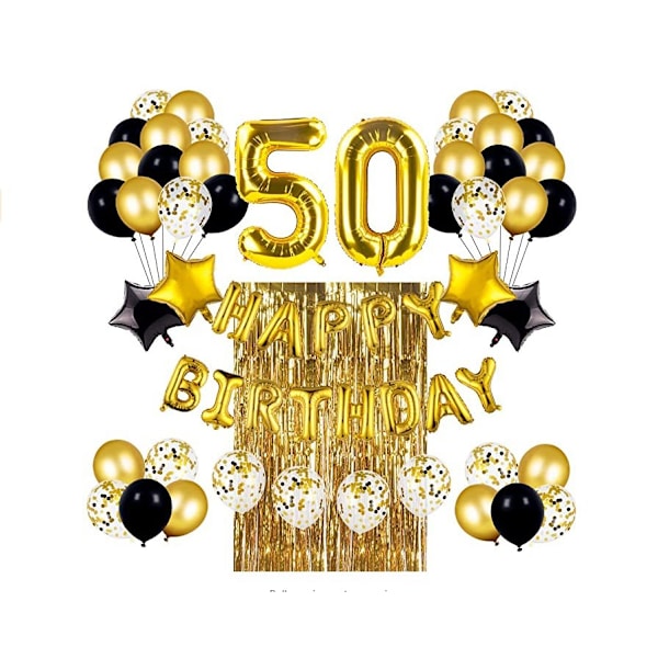 50-års födelsedagsdekorationer för män och kvinnor, vit guld 50-års födelsedag