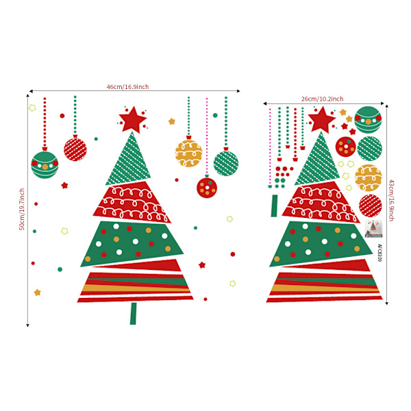 Jule Vindue Stickers, Juletræ Vægklistermærke, Glædelig Jul