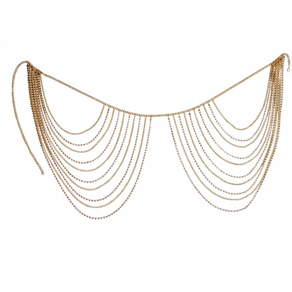 Krystall Navel Chain Strand Sofaer Strand Body Chain Mote Midje Smykker