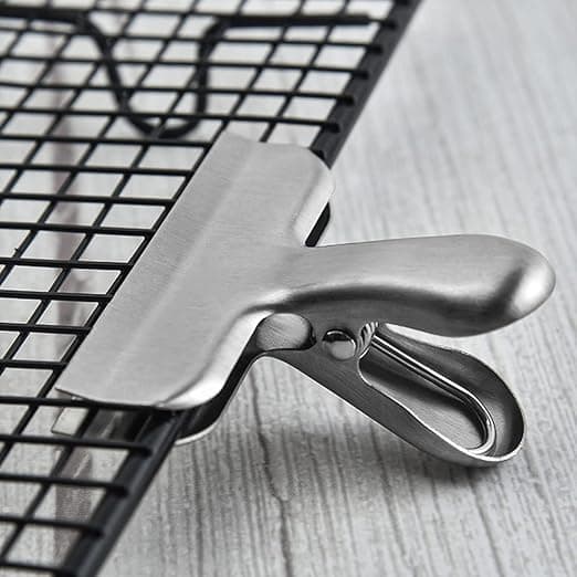 4 stk. rustfrit stål poseklemmer, madopbevaringsklemmer