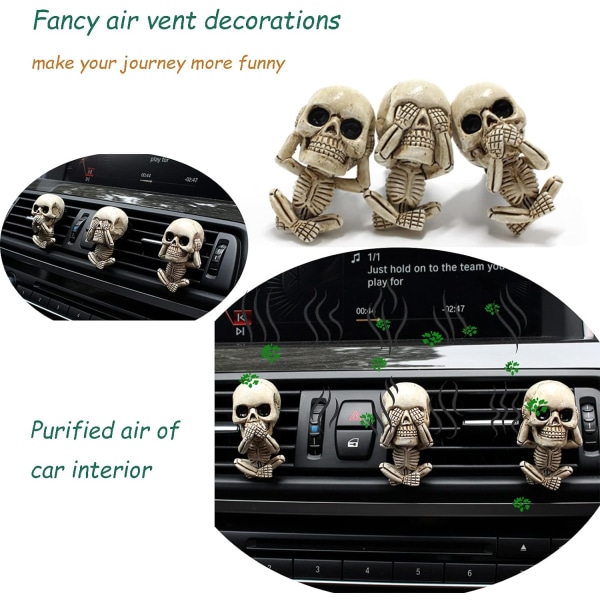 Car Air Freshener Clips, Car Vent Decor, Skull Car Interior Acce
