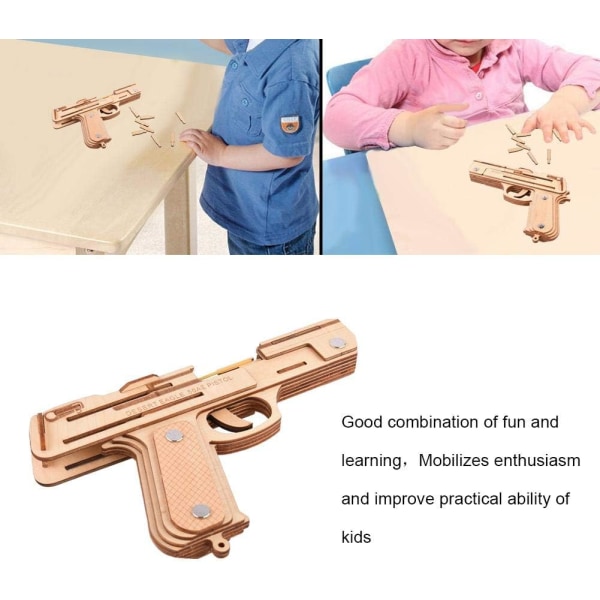 3D-puslesæt Miniature Gun Byggesæt i træ Samlet sæt Model