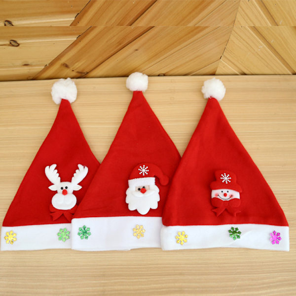 3 stk juledekorasjoner genser fløyel ornament lue carto
