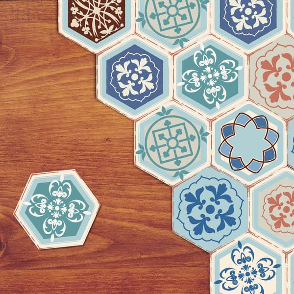 10 st Hexagonala Väggstickers Retro Mönster Sovrum Vardagsrum