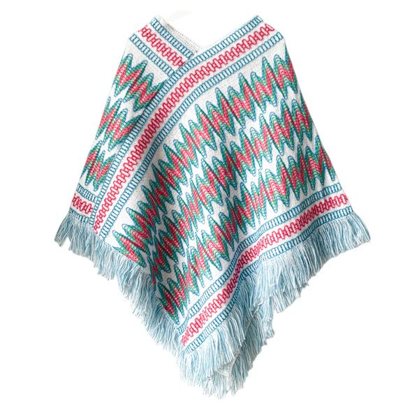 Ponchos för Kvinnor, Damponchos och Sjal Winter Retro Snygg Poncho Sjal för Kvinnor - Vit
