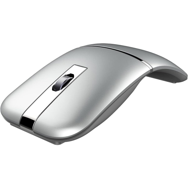 Silver trådlös Bluetooth Arc Mouse för bärbar dator Uppladdningsbar Sile