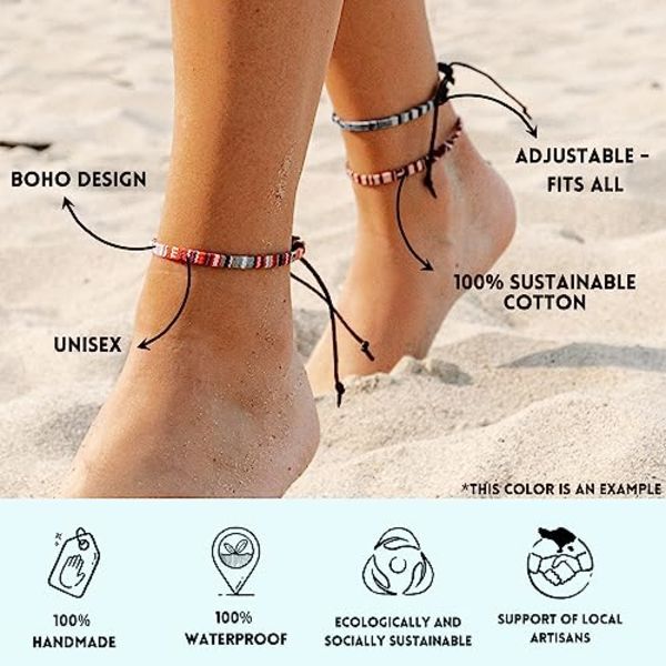 Anklet-rannekoru miehille ja naisille, boho hippie, säädettävä