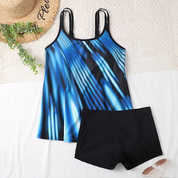 Dam badkläder Tankini set baddräkt Plus Size 2XL