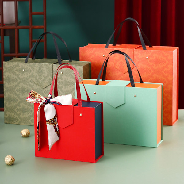 Vacker Du Orange Kraft Presentförpackning 2st - Tom presentförpackning 14*12*