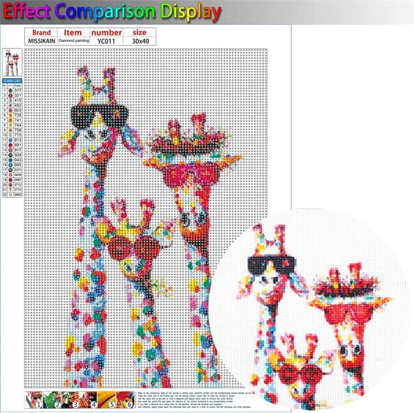 Giraffsmil Diamantmaleri, 5D DIY Dyrediamantkunstmaleri